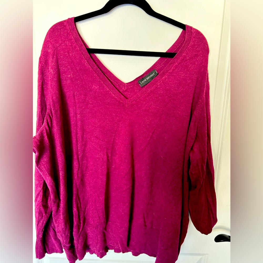 Lane Bryant Plus Size V-Neck Burgundy Sweater